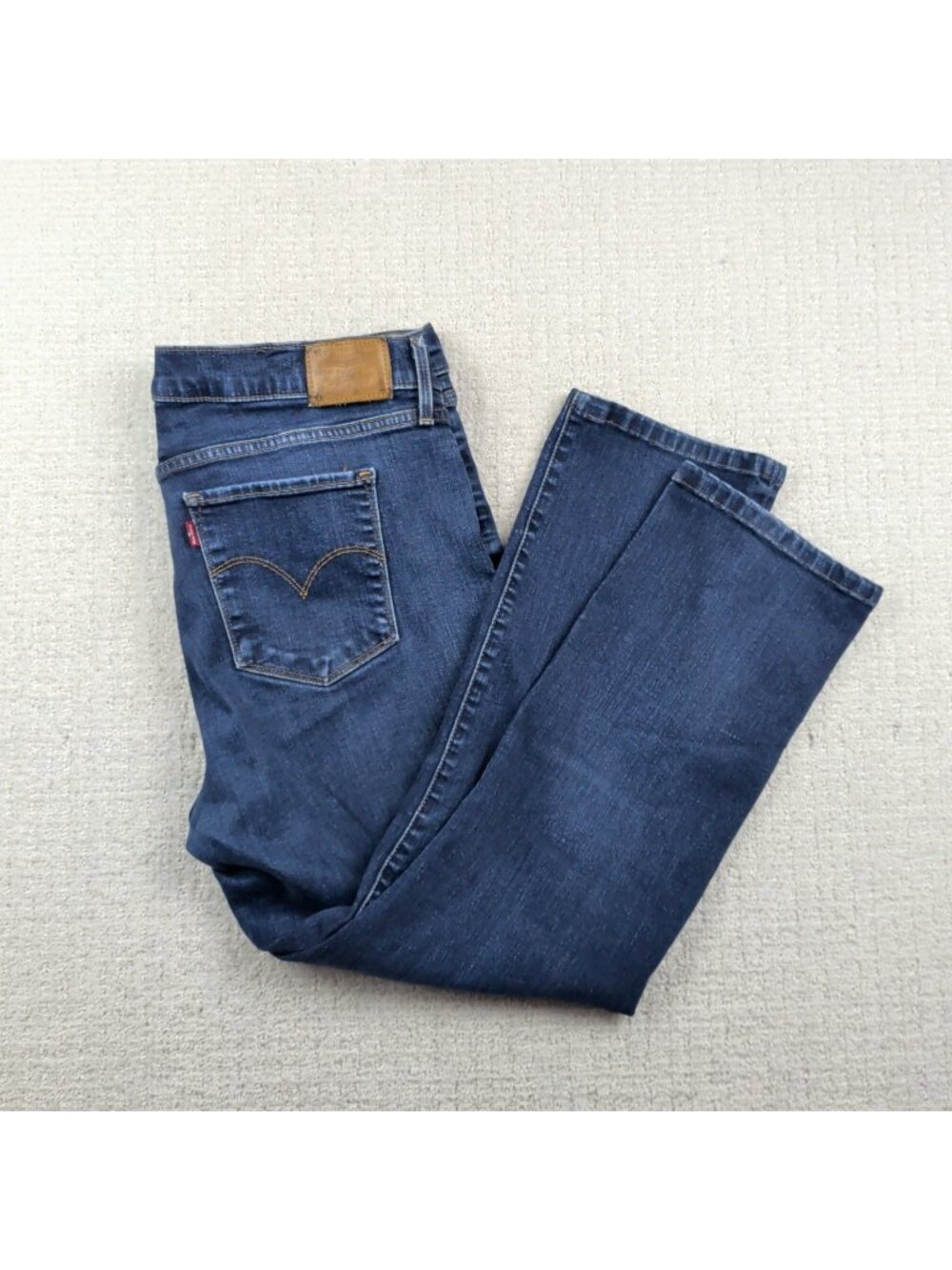 Levi's Premium 314 Shaping Straight Womens Jeans Sz 34 Dark Indigo Blue Stretch